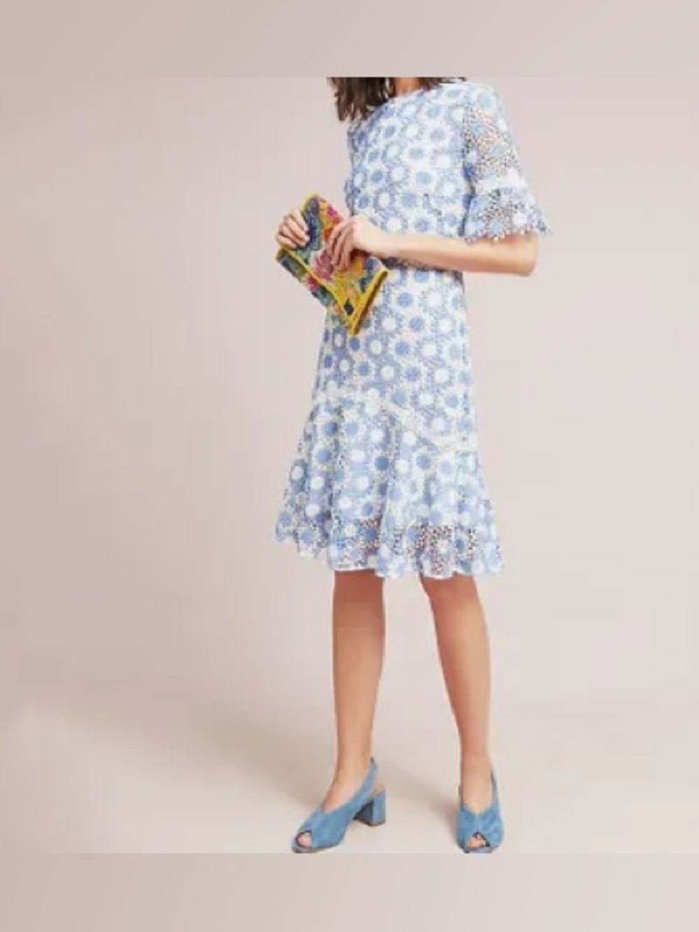 Shoshanna  Lace  floral blue motif Hakoba  dress  sz 4
